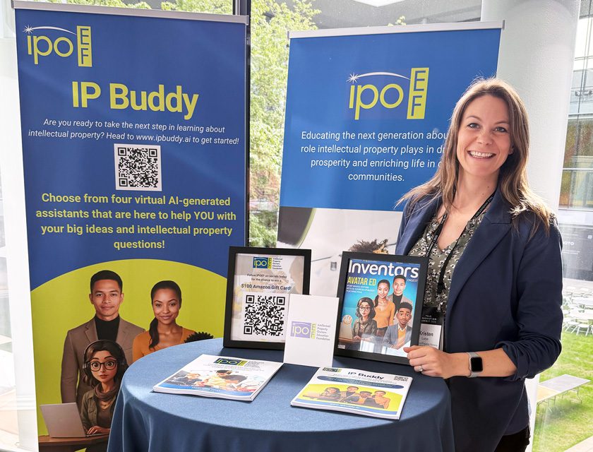 Kristen Lurye, IPOEF deputy executive director, promotes IP Buddy at the Yale Innovation Summit