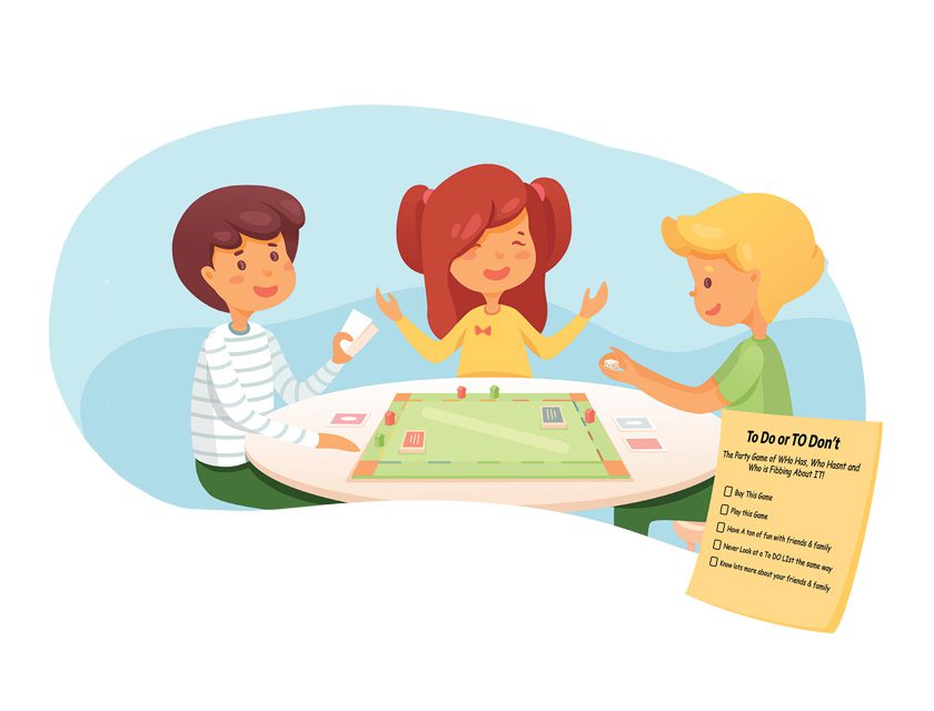 Illustration of kids playing a board game