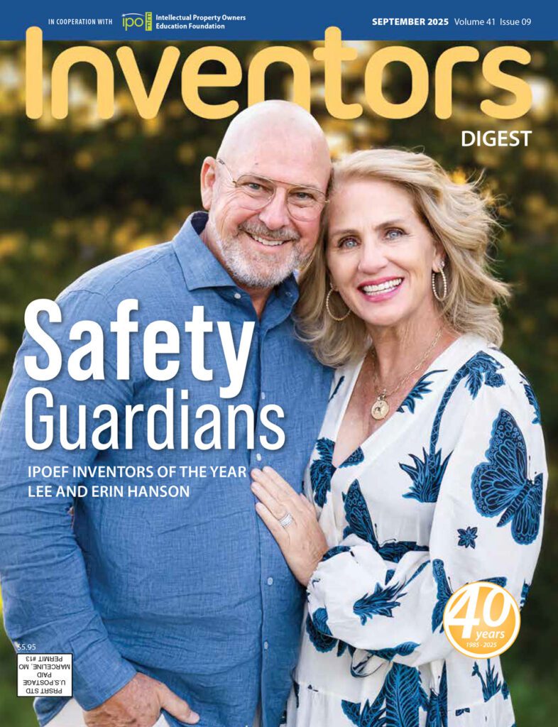 Inventors Digest September 2025 cover with a portrait of IPOEF Inventors of the Year Lee and Erin Hanson